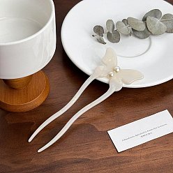 Античный Белый Вилки для волос из ацетата целлюлозы, с пластиковой имитацией жемчуга, аксессуары для волос для женщин и девочек, бабочка, старинный белый, 150 мм