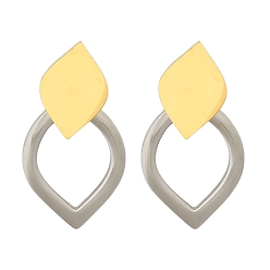 Золотой & Цвет Нержавеющей Стали 304 серьги-гвоздики-капли из нержавеющей стали, золотые и нержавеющая сталь цвет, 21x13.5 мм
