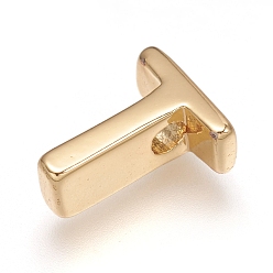 Letter T Brass Charms, Long-Lasting Plated, Real 18K Gold Plated, Letter.T, T: 8x6.5x3mm, Hole: 1.6mm