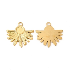 Золотой Ионное покрытие (ip) 304 подвеска из нержавеющей стали с кабошоном, вентилятор, реальный 18 k позолоченный, лоток : 6 мм, 26x26x2 мм, отверстие : 3 мм