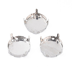 Нержавеющая Сталь Цвет 201 нержавеющая сталь для пришивания зубцов, настройки когтей для стразов с плоской обратной стороной, плоско-круглые, цвет нержавеющей стали, пригодный для стразов 17 мм, 17x8 мм, отверстие : 1.4 мм