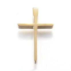 Золотой 304 Подвески из нержавеющей стали с ионным покрытием (IP), крестик, золотые, 18x12x3 мм, отверстие : 1.5 мм