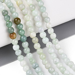 Бирманский Нефрит Натуральные нити бусин из нефрита, круглые, 3.5~4 мм, отверстие : 0.7~0.8 мм, около 108~109 шт / нитка, 14.96~15.16 дюйм (38~38.5 см)