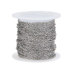 Нержавеющая Сталь Цвет 304 из нержавеющей стали веревочные сети, с катушкой, пайки, цвет нержавеющей стали, 2.5x2x0.3 мм, 5 м / рулон