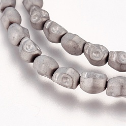 с Платиновым Покрытием Гальванические немагнитная синтетический гематит бисер пряди, класс АА, матовые, череп, с покрытием платиным, 5.5x4.5x5 мм, отверстие : 1 мм, около 65 шт / нитка, 15.7 дюйм (40 см)