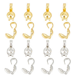 Платиновый & Золотой 120шт 2 цвета латунные наконечники бусин, Калотте заканчивается, крышка раскладушки, платиной и золотом, 8x3.5 мм, отверстие : 2 мм, внутренний диаметр: 2 мм, 60 шт / цвет