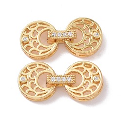 Золотой Латунное микропейв, прозрачный кубический цирконий, складные застежки, без кадмия и без свинца, круглые, золотые, 25 мм, круглый : 12x3.8 мм, застежка : 8.5x3x5 mm, отверстие : 0.8x4 мм