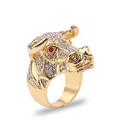 Golden Siam Rhinestone Ox-head Finger Ring, Alloy Chunky Gothic Ring for Men Women, Golden, US Size 13(22.2mm)