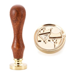 Others Brass Wax Sealing Stamp, with Wood Handle for Post Decoration DIY Card Making, Travel Themed, 89.5x25.5mm