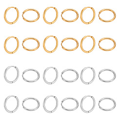 Золотой & Цвет Нержавеющей Стали 12пары 2 цвета 202 серьги-кольца из нержавеющей стали, гипоаллергенные серьги, с 316 хирургическими штифтами из нержавеющей стали, золотые и нержавеющая сталь цвет, 12 датчик, 18~19x2 мм, штифты : 1 мм, внутренний диаметр: 14 мм, 6 пар / цвет