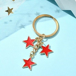 Малиновый Брелок со звездным сплавом и эмалью, с железной фурнитурой, звезда, малиновый, 7 см
