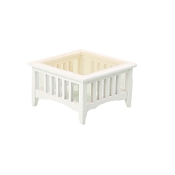 Белый Деревянные украшения чайного стола, аксессуары для кукольных домиков микропейзаж, притворяясь опорными украшениями, белые, 73x73x45 мм