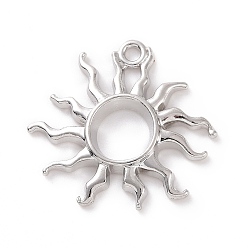 Plata Acumular colgantes de aleación de revestimiento, sin cadmio y sin plomo y sin níquel, encanto del sol, plata, 24x25x3 mm, agujero: 2 mm