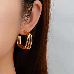  Модные 304 многослойные квадратные серьги-гвоздики из нержавеющей стали