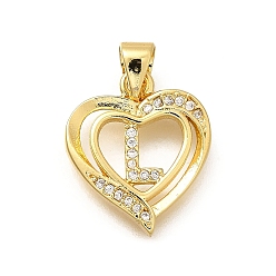 Letter L Стойка металлическая латунная микропрофилированная кубическая циркония подвески, долговечный, без свинца и без кадмия, реальный 18 k позолоченный, сердце с подвесками в виде букв, Письмо L, 17.5x15x2.5 мм, отверстие : 5x3 мм