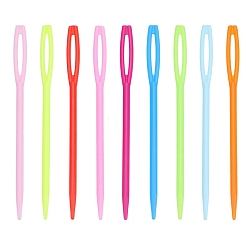 (52) Непрозрачная лаванда 100шт. пластиковые спицы для вязания пряжи, тупые иглы с большим ушком, детская игла, разноцветные, 70x6 мм