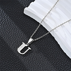 Letter U 201 ожерелья с подвесками из нержавеющей стали и стразами, цвет нержавеющей стали, не тускнеет, Буква U, 19.69 дюйм (50 см)