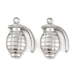 Нержавеющая Сталь Цвет 304 подвески из нержавеющей стали, подвески в форме гранаты, цвет нержавеющей стали, 18.5x13x3.5 мм, отверстие : 1.6 мм