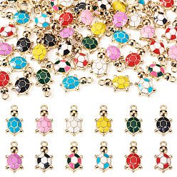 (52) Непрозрачная лаванда 48 шт 12 цвета сплава эмалевые подвески, черепахи обереги, разноцветные, 18x10x3.5 мм, отверстие : 1.8 мм, 4 шт / цвет