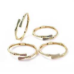 (52) Непрозрачная лаванда Кубический цирконий ромб открытый браслет-манжета, золотые латунные украшения для женщин, разноцветные, внутренний диаметр: 2-5/8 дюйм (6.6 см)