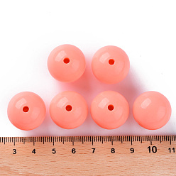 Dark Salmon Opaque Acrylic Beads, Round, Dark Salmon, 20x19mm, Hole: 3mm, about 111pcs/500g