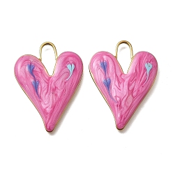 Pink 304 нержавеющей стальной эмали подвески, сердце, ионное покрытие (ip), реальный 18 k позолоченный, розовые, 33x24.5x3 мм, отверстие : 11x5 мм