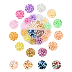 Mixed Color Glass Beads Set, Including Round Ceylon & Transparent Inside Colours Luster & Trans & Pearlized Glass Seed Beads, Mixed Color, Beads: 4~5x2.5~4.5mm, Hole: 1~1.5mm, 1360~1480pcs/box