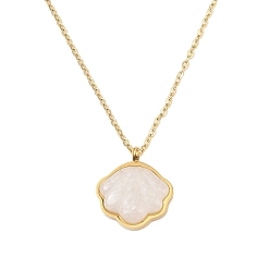 Настоящее золото 18K 304 ожерелья с подвесками из нержавеющей стали и смолы, имитирующие ракушки, долговечный, реальный 18 k позолоченный, 16.26 дюйм (41.3 см), удлинитель: 58 мм, Кулон : 18x16 мм