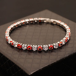 Красный Теннисные браслеты от сглаза для женщин из латуни, прозрачных кубических цирконий и смолы, платина, красные, 7-1/2 дюйм (19 см)