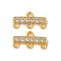 Настоящее золото 18K Покрытие стойки латунь микро паве прозрачный кубический цирконий прямоугольная люстра компоненты звенья, долговечный, без свинца и без кадмия, реальный 18 k позолоченный, 9x17x2.5 мм, отверстие : 1.2 мм