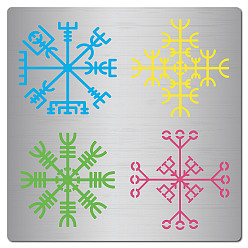 Другие Трафареты для резки из нержавеющей стали с символом викинга, для diy scrapbooking / фотоальбом, декоративная тисняющая бумажная карточка, матовый цвет нержавеющей стали, 160x160x0.5 мм