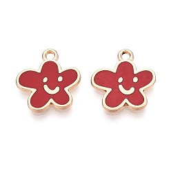 Красный Подвески из эмали и сплава, стойки покрытие, , золотые, красные, 15x14x1.2 мм, отверстие : 1.6 мм