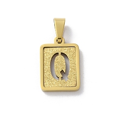Letter Q 304 из нержавеющей стали алфавита подвески, реальный 18 k позолоченный, прямоугольный шарм, Буква Q, 17.5x12x2 мм, отверстие : 7.5x3.5 мм