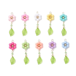 Золотой Акрил с 304 большими подвесками из нержавеющей стали, цветок, золотые, 52x16x6 мм, отверстие : 3 мм