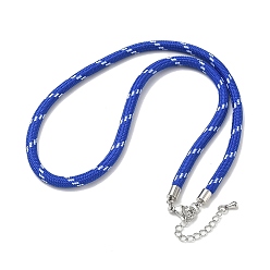 Blue Ployester Core-Wrapped Round Cord Necklace Making, with Brass Finding, Platinum, Blue, 17.72x0.18 inch(45x0.45cm)