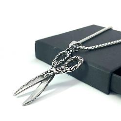 Нержавеющая Сталь Цвет Винтажное мужское ожерелье в виде ножниц, панк-рок, украшения из титановой стали для мужчин.