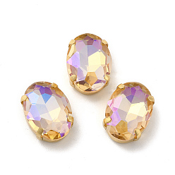 Светлый Колорадский Топаз Овал с эффектом лунного света, пришитый стразами, многожильных ссылки, с золотыми тонами латунных зубьев, аксессуары для одежды, lt.col.topaz, 18x13x7 мм, отверстие : 1 мм