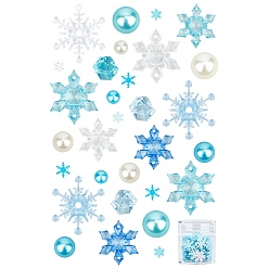 Синий Наполнители для ваз с имитацией жемчуга на зимнюю тему, в том числе пластиковые круглые и бусины из полимерной глины в виде снежинок, акриловые соединительные шармы и чипсы, бусины, синие