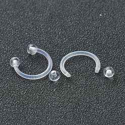 Clear Acrylic Circular/Horseshoe Barbell with Double Round Ball, Eyebrow Rings, Nose Septum Rings, Clear, 12x12x3mm, Pin: 18 Gauge(1mm), Inner Diameter: 10mm, Ball: 3mm