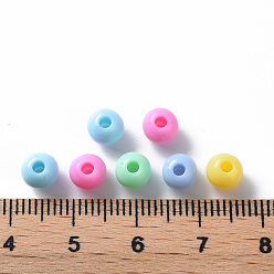 Mixed Color Opaque Acrylic Beads, Round, Mixed Color, 6x5mm, Hole: 1.8mm, about 4400pcs/500g
