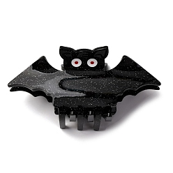 Bat Акриловые заколки-когти на Хэллоуин, аксессуары для волос для женщин, с блеском порошок, летучая мышь, 44x91.5x39 мм