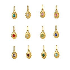 (52) Непрозрачная лаванда 304 из нержавеющей стали амулеты горный хрусталь, цветок, ионное покрытие (ip), реальный 14 k позолоченный, разноцветные, 11x9 мм