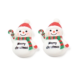 Снеговик Кабошоны из непрозрачной рождественской смолы, снеговик, 32x24.5x9 мм