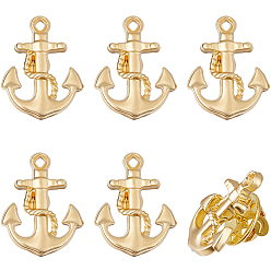 Золотой 6 шт. задние части значков для лацканов из сплава, якорь и штурвал, золотые, 21x16 мм