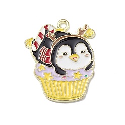 Шампанско-Желтый Подвески из сплава в рождественском стиле, пингвин, шампанское желтый, 29x24x1.3 мм, отверстие : 1.8 мм
