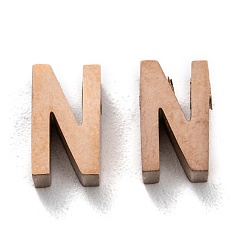 Letter N Ионное покрытие (ip) 304 брелоки из нержавеющей стали, алфавит, розовое золото , letter.n, 8x4.5x3 мм, отверстие : 1.8 мм