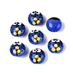 Bleu Royal Fait main perles au chalumeau cahoteuses, coléoptère à motif floral, bleu royal, 14.5x9~11mm, Trou: 1~1.4mm