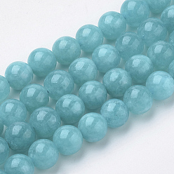 Другие Кварцы Природного кварца нитей бисера, имитация амазонит, круглые, окрашенные, темные бирюзовый, 10x9.5 мм, отверстие : 1 мм, около 38 шт / нитка, 14.5 дюйм