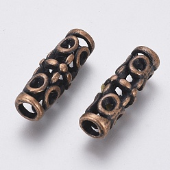 Red Copper TibetanMetal Beads, Cadmium Free & Lead Free, Column, Red Copper Color, 18x7mm, Hole: 3mm