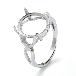 Платинированный Регулируемые 925 настройки для колец-солитеров из стерлингового серебра, 4 настройки колец зубцов, Реальная платина, 2.5~7 мм, внутренний диаметр: 18 мм